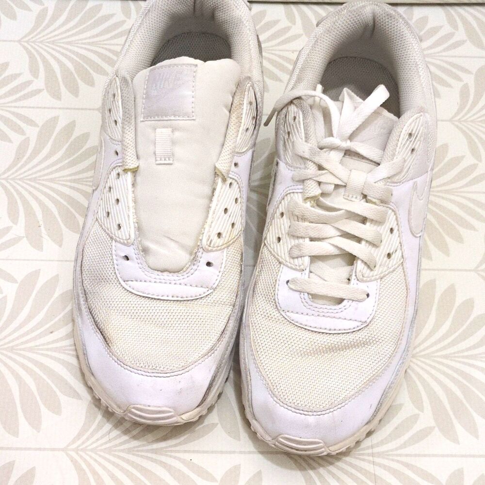 Nike Air Max 90 Triple White 2020 Men’s Low Top Lace-Up Sneakers Size 12